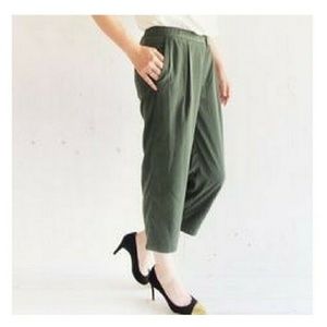 🍁J.Crew Olive Green Drapey Patio Trousers